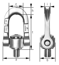 Maßzeichnung cromox® Drehbare Anschlagwirbel CDAW, G6 1.4462 Duplex, gestrahlt (Ansicht 2)