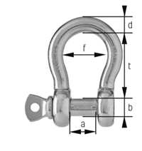 Maßzeichnung cromox® Schäkel geschweift CSB, G6 1.4404, geprüft, blank (Ansicht 3)