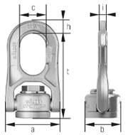 Maßzeichnung cromox® Drehbare Anschlagwirbel Female CDAW-F, G6 1.4462 Duplex, gestrahlt (Ansicht 1)