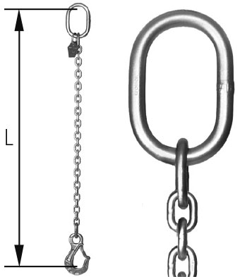 Skizze 1-strängige Anschlagkette – cromox® Anschlagketten, G6 ähnlich DIN 5688-1, gestrahlt