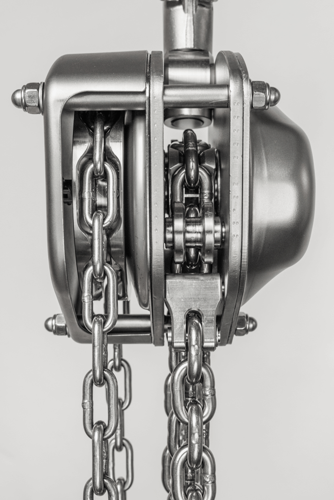 Hebezug aus rostfreiem Edelstahl von cromox® - inkl. Kette (Seitenansicht) Hebezug aus rostfreiem Edelstahl von cromox® - inkl. Kette (Seitenansicht)