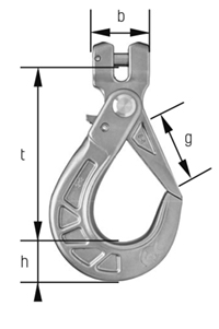 Maßzeichnung cromox® Gabelsicherheitslasthaken CGSL, G6 ähnlich DIN EN 1677-3, gestrahlt (Ansicht 2)