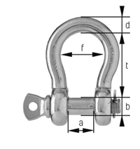 Maßzeichnung cromox® Sicherheits-Schäkel geschweift CSSB, G6 1.4404, geprüft, blank (Ansicht 4)