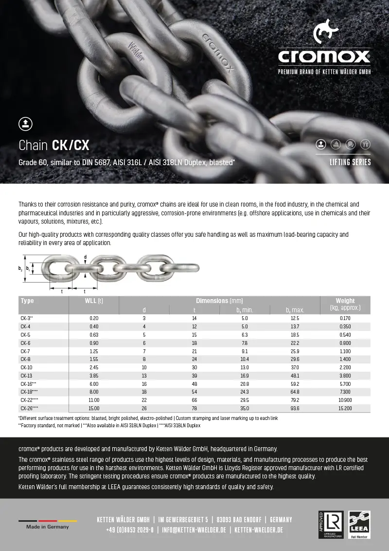 Download :: cromox® Chain CK/CX