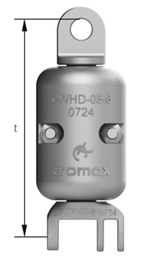 Maßzeichnung cromox® Doppel-Swivel Halbschale CWHD, G6 geprüft, gestrahlt (Ansicht 2)