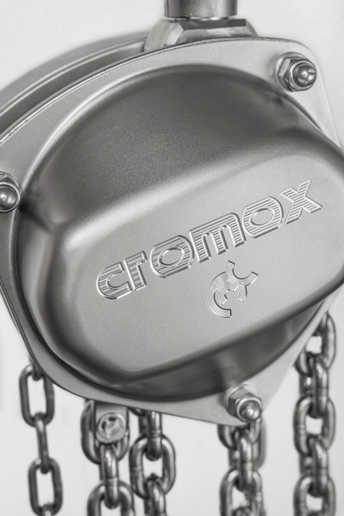 Hebezug aus rostfreiem Edelstahl von cromox® - inkl. Kette (Frontalansicht) Hebezug aus rostfreiem Edelstahl von cromox® - inkl. Kette (Frontalansicht)