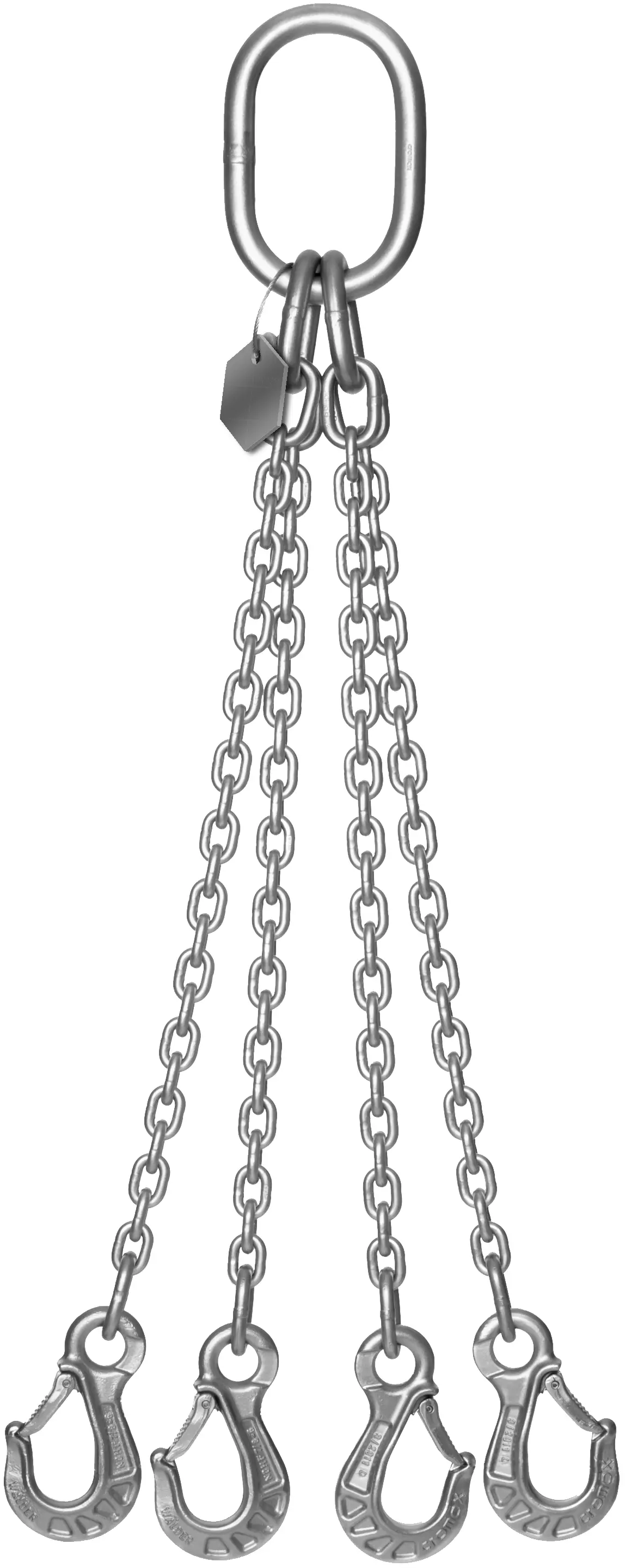 Rostfreie Edelstahl-Anschlagkette (4-strang) von cromox® (geschweißte Ausführung) Rostfreie Edelstahl-Anschlagkette (4-strang) von cromox® (geschweißte Ausführung)