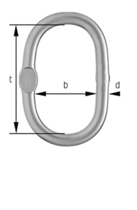 Maßzeichnung cromox® Aufhängeglieder CAGF, G6 1.4462 Duplex, 1- und 2-Strang, geprüft, gestrahlt (Ansicht 1)