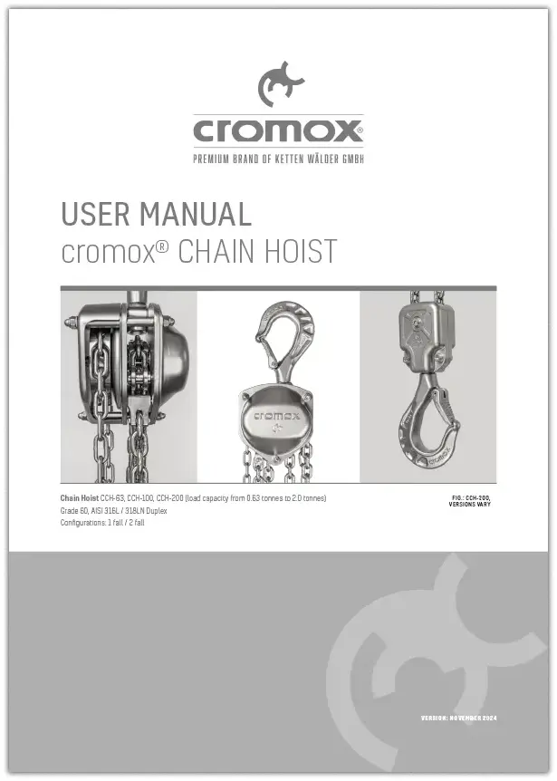 Download :: USER MANUAL cromox® CHAIN HOIST