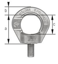 Maßzeichnung cromox® Drehbare Ringschrauben CDS, G6 gestrahlt (Ansicht 1)