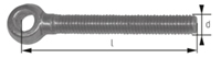 Niro-Augenschrauben NM Maßzeichnung Niro-Augenschrauben NM DIN 444, 1.4301 (Ansicht 3)