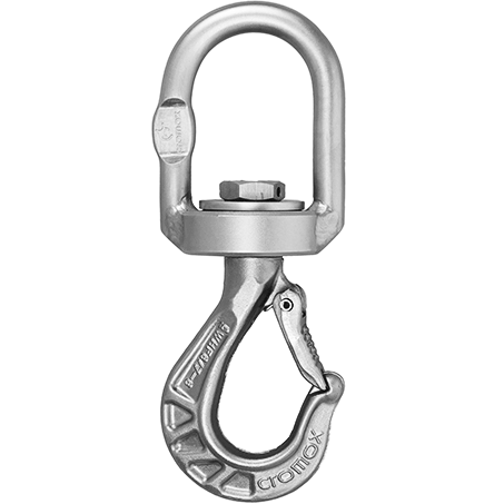 Drehwirbellasthaken mit Bügel aus rostfreiem Edelstahl von cromox® Drehwirbellasthaken mit Bügel aus rostfreiem Edelstahl von cromox®
