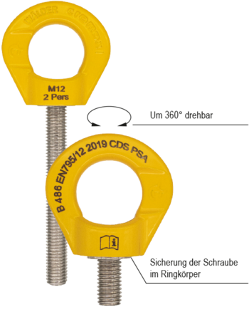 Drehbare Ringschraube, G6, als Persönliche Schutzausrüstung, von cromox® Drehbare Ringschraube, G6, als Persönliche Schutzausrüstung, von cromox®
