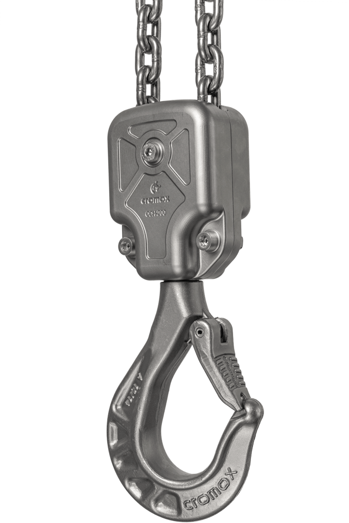 Hebezug aus rostfreiem Edelstahl von cromox® - inkl. Kette und Lasthaken Hebezug aus rostfreiem Edelstahl von cromox® - inkl. Kette und Lasthaken