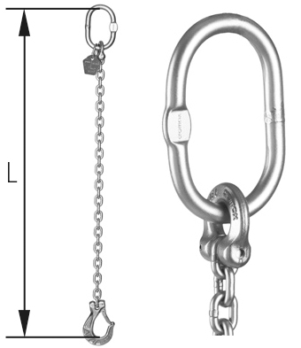 Skizze 1-strängige Anschlagkette – cromox® Anschlagketten, G6 ähnlich DIN 5688-1, gestrahlt