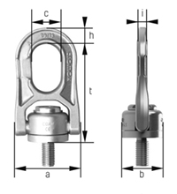 Maßzeichnung cromox® Drehbare Anschlagwirbel CDAW, G6 1.4462 Duplex, gestrahlt (Ansicht 1)