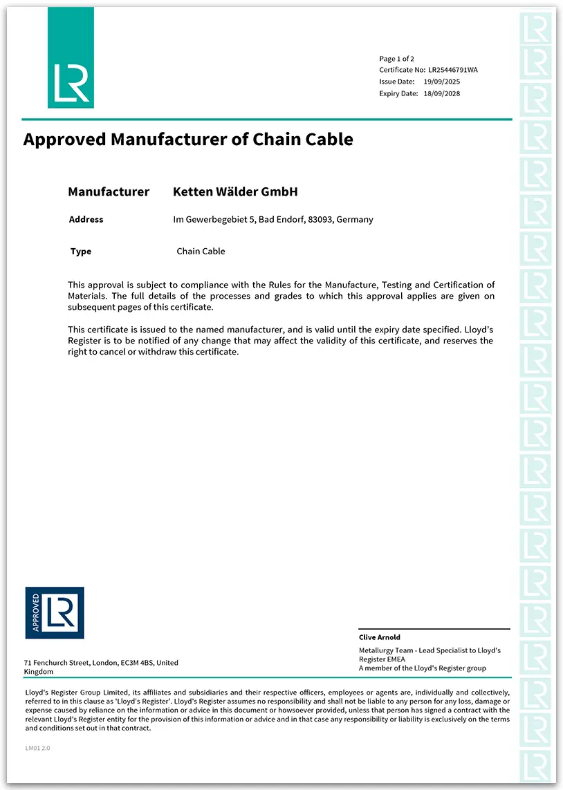 Download Approved Manufacturer of Chain Cable Download Approved Manufacturer of Chain Cable