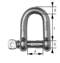 Maßzeichnung cromox® D-Schäkel CSA, G6 1.4404, geprüft, blank (Ansicht 1)
